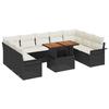 VidaXL Set de salle à manger jardin 10 pièces avec coussins noir poly rotin acacia 3349375