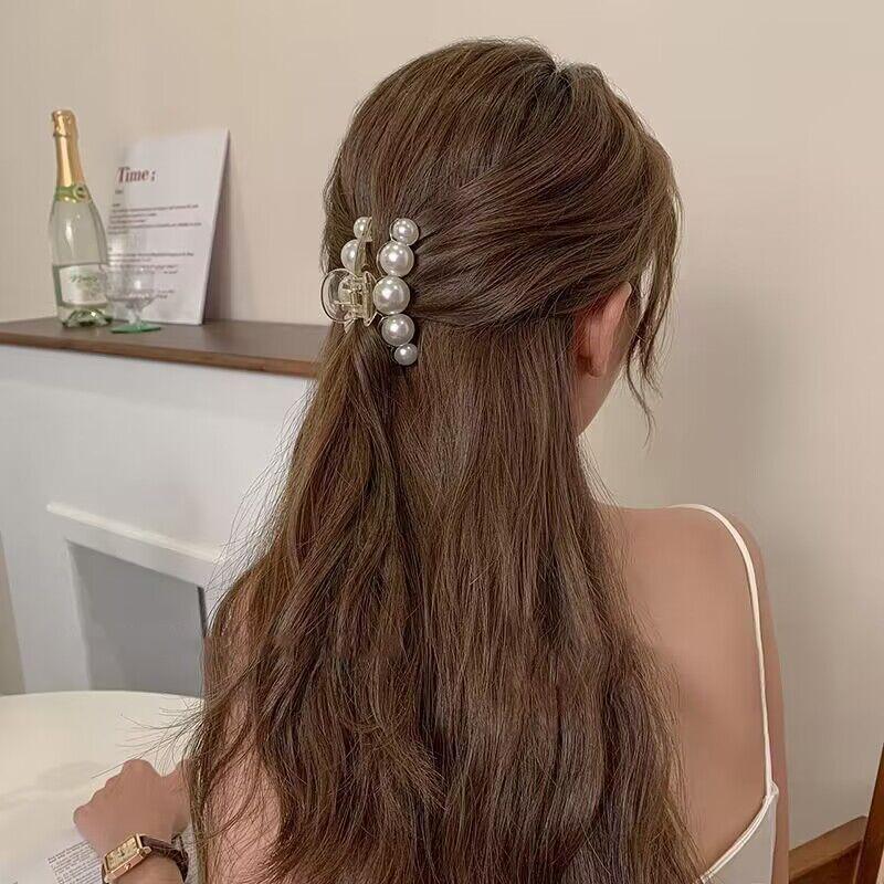 Vintage Perlenclips Set Große Klaue Koreanischer Pferdeschwanz Große Haarspangen Kiefer Haarnadeln für Frauen Haarschmuck Haarklammer Geschenk