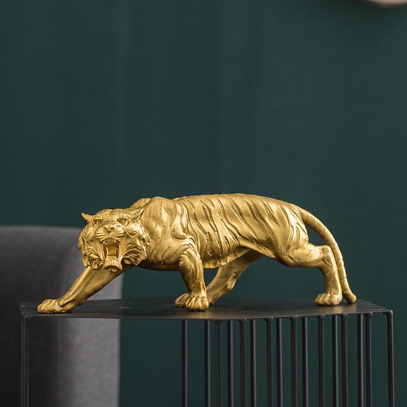 Zwierzę z żywicy, Złoty Tygrys, Krowa, Lampart Statua Dekoracja Rękodzieło Prezent, Nowoczesny Salon, Gabinet, Biuro Dekoracja Biurka