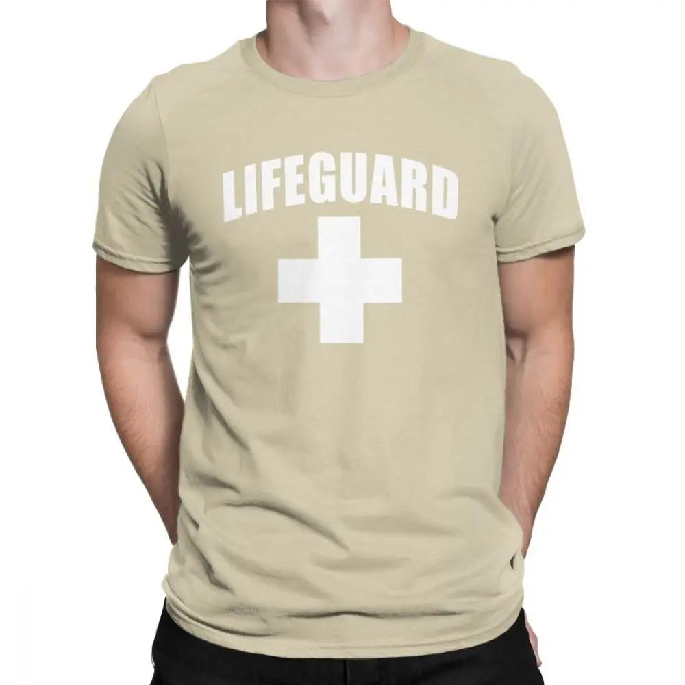 Funny Lifeguard T-Shirts Men Round Collar Cotton T Shirt Red Lifeguarding Unisex Uniform Tees Gift Tops Europe Streetwear