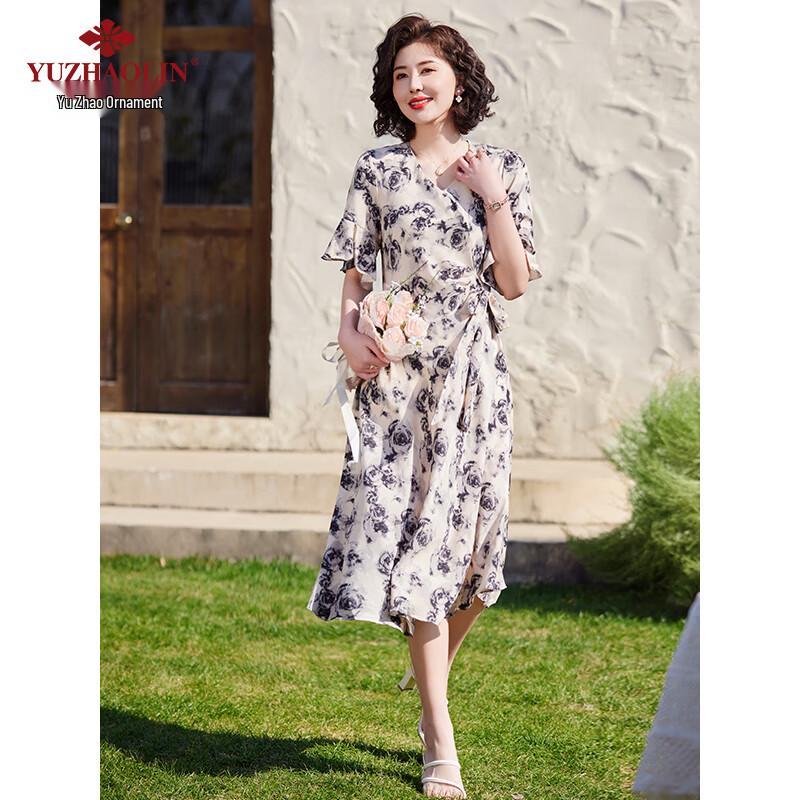 

Yu Zhaolin Women s Short Sleeve Floral A-Line Dress 3XL