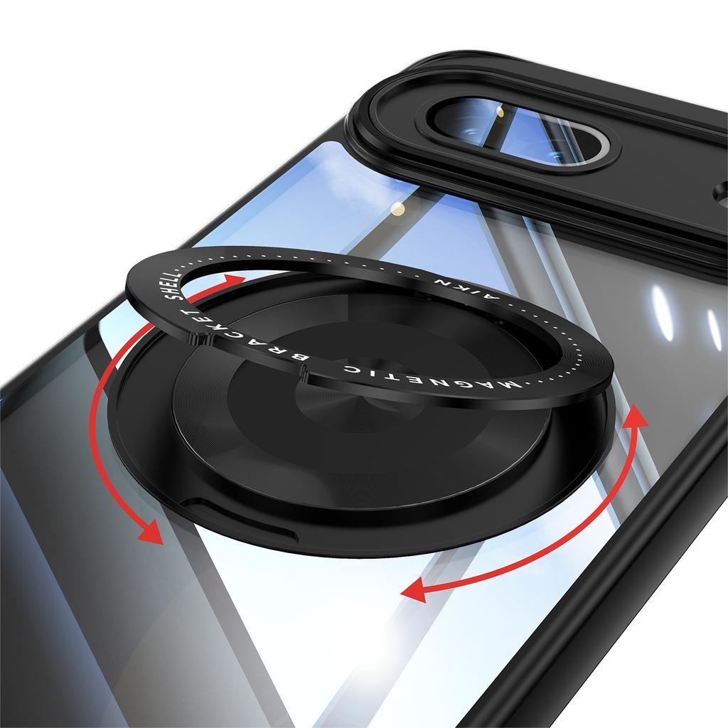 Magnetic Ring Holder Magsafe Case for Google Pixel 8A Transparent Acrylic PC Shockproof Wireless Charging Cover for Google 9 Pro