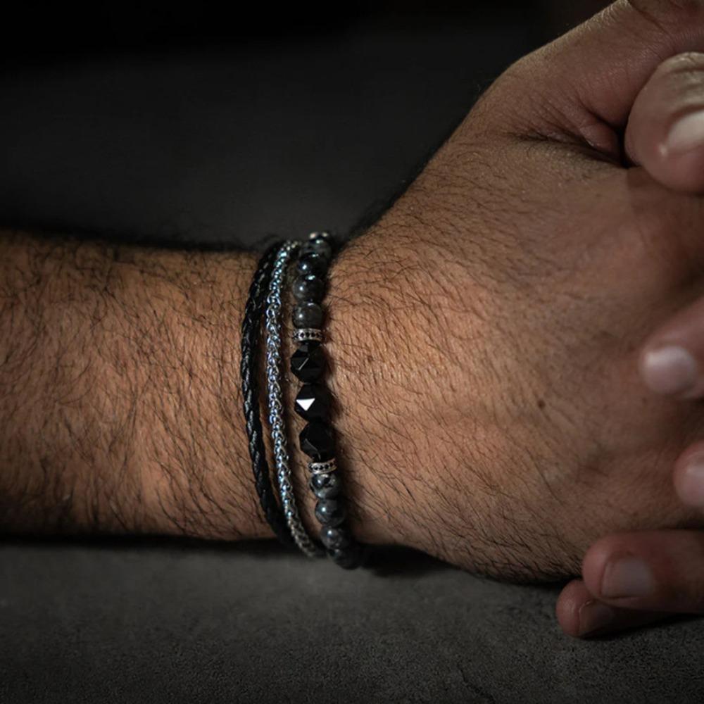 

Черный матовый медный инкрустированный цирконием бриллиант шар летающая тарелка длинный браслет набор браслетов оптом мужской плетеный браслет