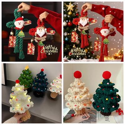 Hand Woven Christmas Tree Ornament Finished Crochet Christmas Tree Christmas Gift for Women Girls Desk Accessories