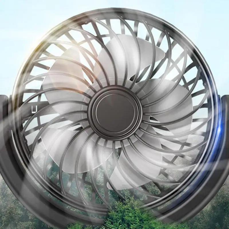 USB Autositzventilator Doppelkopf-Kühlungslüfter 3 Geschwindigkeiten Hintere Kopfstütze Kühler Sitzgebläse Tragbarer 270 Grad drehbarer Luftventilator