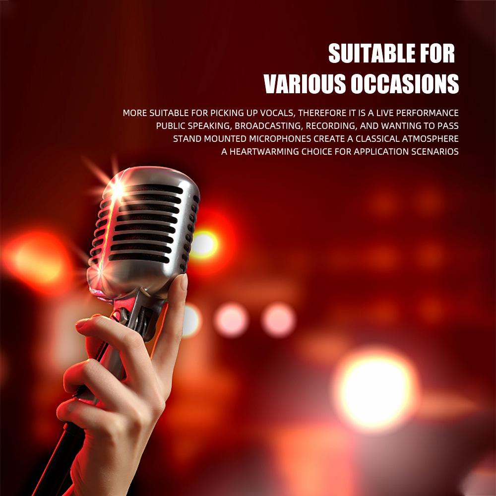 Classic Retro Dynamic Wired Microphone for Stage Performance and KTV