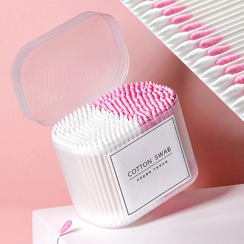 100/200/300 Stück Einweg-Doppelkopf-Wattestäbchen aus Holz für Lippenstift, Ohrenstäbchen, Reinigung von Wattestäbchen, Make-up-Sticks, Wattestäbchen