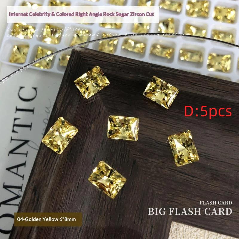 5 Peças 6X8Mm Cores Sortidas Corte Retangular Zircônia Cúbica Com Acabamento Brilhante Perfeito Para Arte de Unhas DIY Joias Artesanato Design