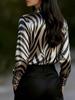 2026 Spring/Autumn Casual Loose Zebra Print Button-Up Shirt for Women