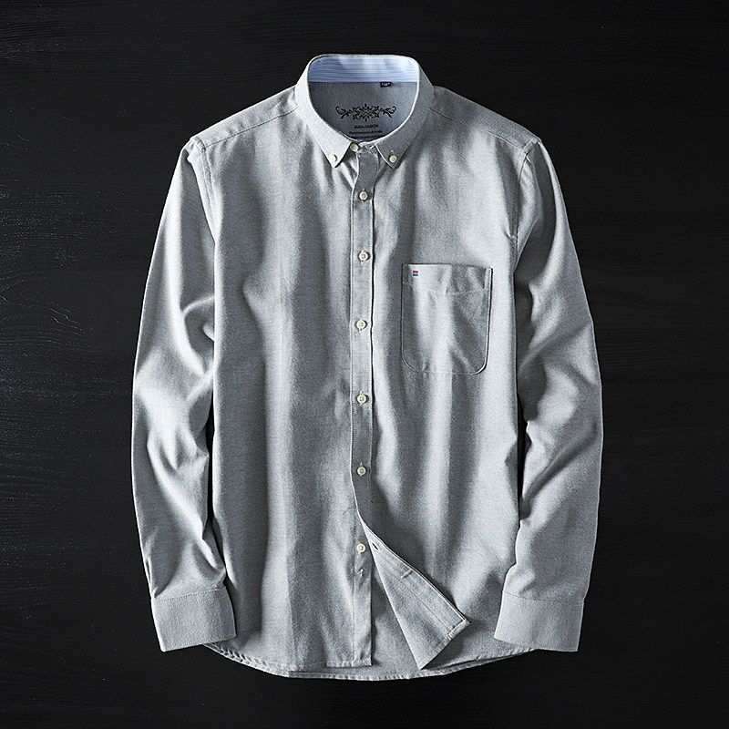 Oxford Fabric Long-Sleeved Japanese and Korean Style Shirt