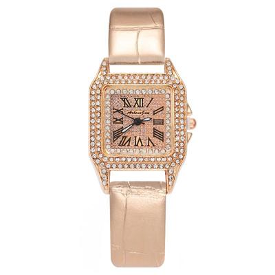 Ceas de damă pătrat la modă Stea țigănească Diamant Ceas de damă Curea de piele