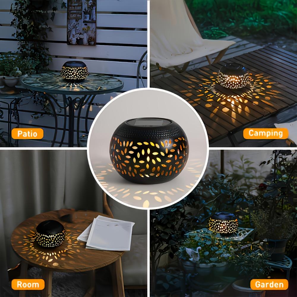 Black outdoor solar lamp, openwork design, stylish and simple, high-quality LED, tabletop decorative lamp