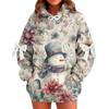 Ladies' Christmas Printed Bow Long Sleeved Loose Fitting Headband With Rope Hooded Sweatshirt Top
