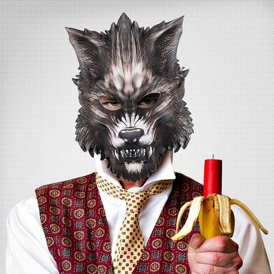 Cosplay Halloween Carnival Props Party Masquerade EVA Half Face Animal Black Wolf Mask