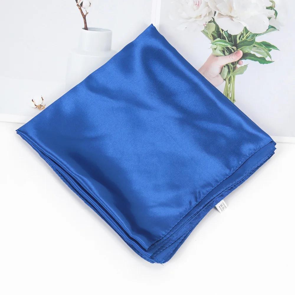 90см*90см Однотонный Сатиновый Квадратный Головной Платок Женский Модный Квадратный Платок-Повязка Шаль Шарфы Фуляр Хиджаб Шейный Платок Бандана