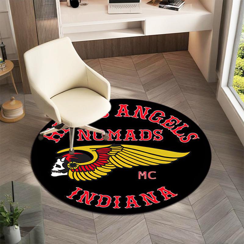 Gang Violence Motorcycle Enthusiasts Hells Angels Motorcycle Club Circular Carpet Is Soft, Home, Bedroom, Door Mat Decoration, and Non Slip Carpet E3