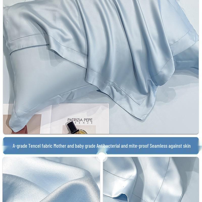 Set di Due Federe in Seta Tencel - Colore Unito per Uso Domestico o in Dormitorio