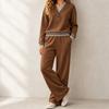 Women's Casual Loose Long Sleeve Top and Wide Leg Pants Two-Piece Set for Daily Wear