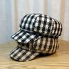 Plaid Octagonal Hat Autumn and Winter New Hat Female Painter Hat British Korean Version Trendy Beret Soft Top Short Brim Peaked Hat