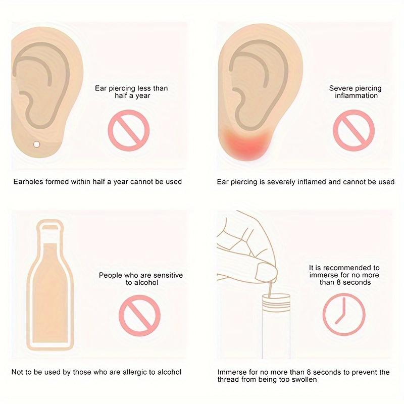 60 Stück, Ohrloch-Reinigungslinie, Ohrloch-Reinigungswerkzeug, entfernt Schmutz, beseitigt Gerüche, verhindert Ohrlochverstopfung, Reinigungszubehör