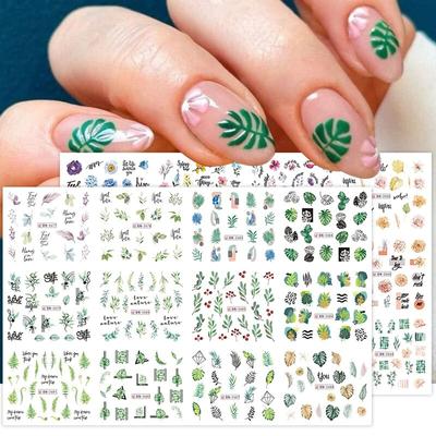 12 designs outono adesivos de unhas folhas de bordo folha de bananeira arte de unha decalques de água controles deslizantes para decoração de unhas 3d