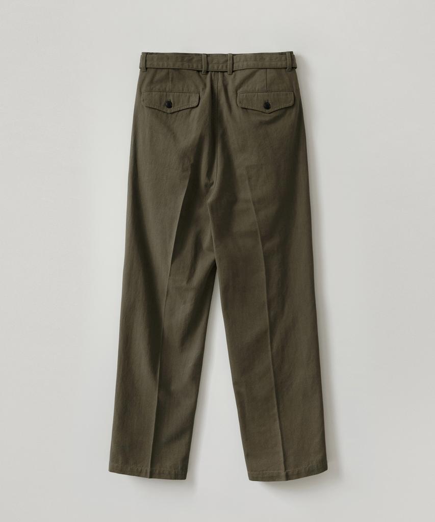PUBLICFIGURE Cotton Herringbone Tapered Pants_Khaki