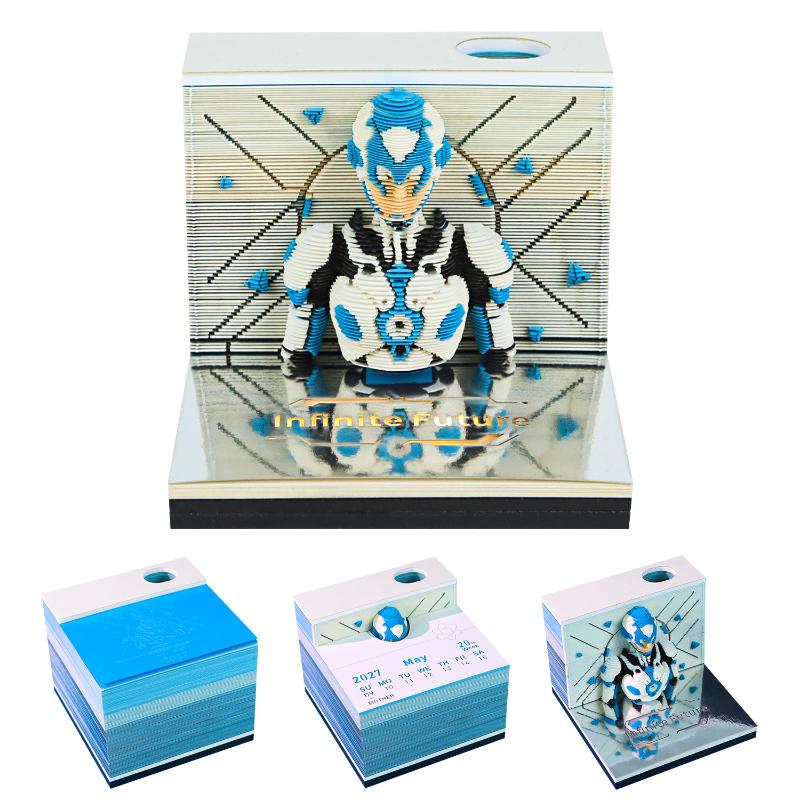 Classic 2027 Desk Calendar with LED Light 3D Tear-away Functional Office Decor A