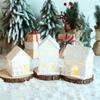 Glowing Wooden House For Christmas Desktop Decorations - House With LED Lights, Winter Ornaments, Christmas Figurines For Home Desktop Decoration