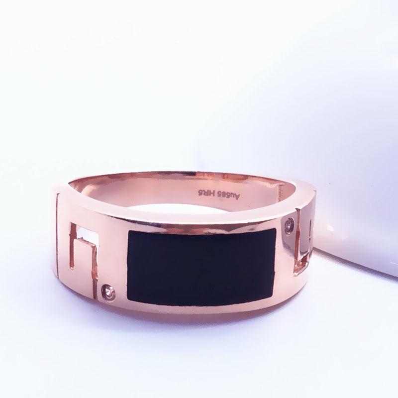 

Rose Gold-Plated Korean Version Of Atmospheric Black Stone Finger Wrench Niche Trend Pure Russian Craft Women S Black Stone Ring