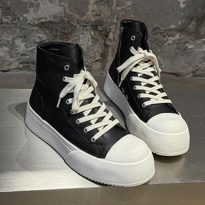 Punk Style High Top Mens Shoes Fashionable Motorcycle Boots Thick Soled Height Increasing Botas Leisure Outdoor Male Ankle Boots