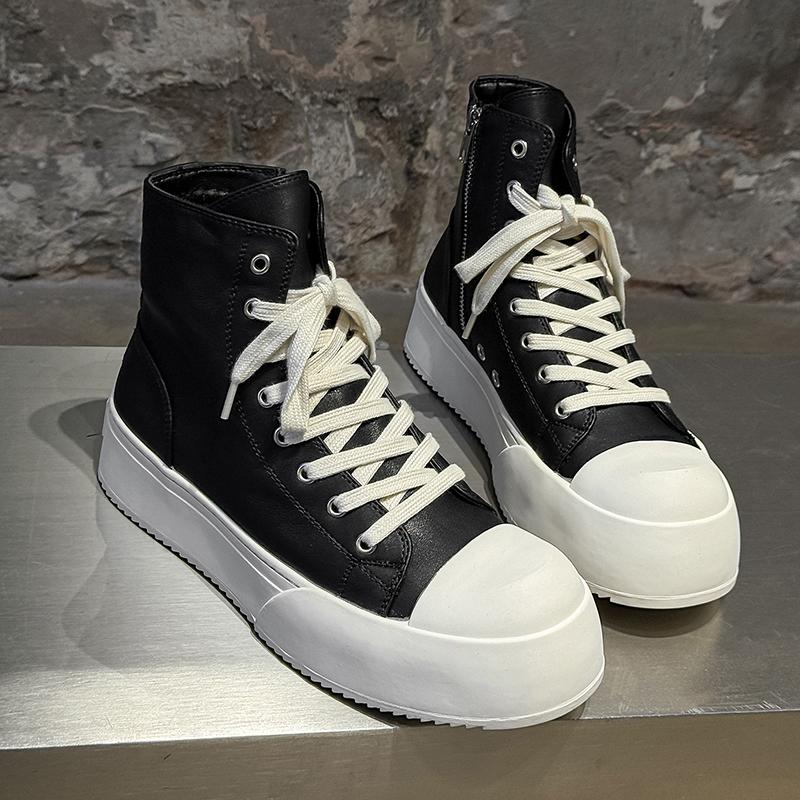 Mode Punk Stil High Top Herrenschuhe Modische Motorradstiefel Dicke Sohle Höhenerhöhend Botas Freizeit Outdoor Männliche Stiefeletten