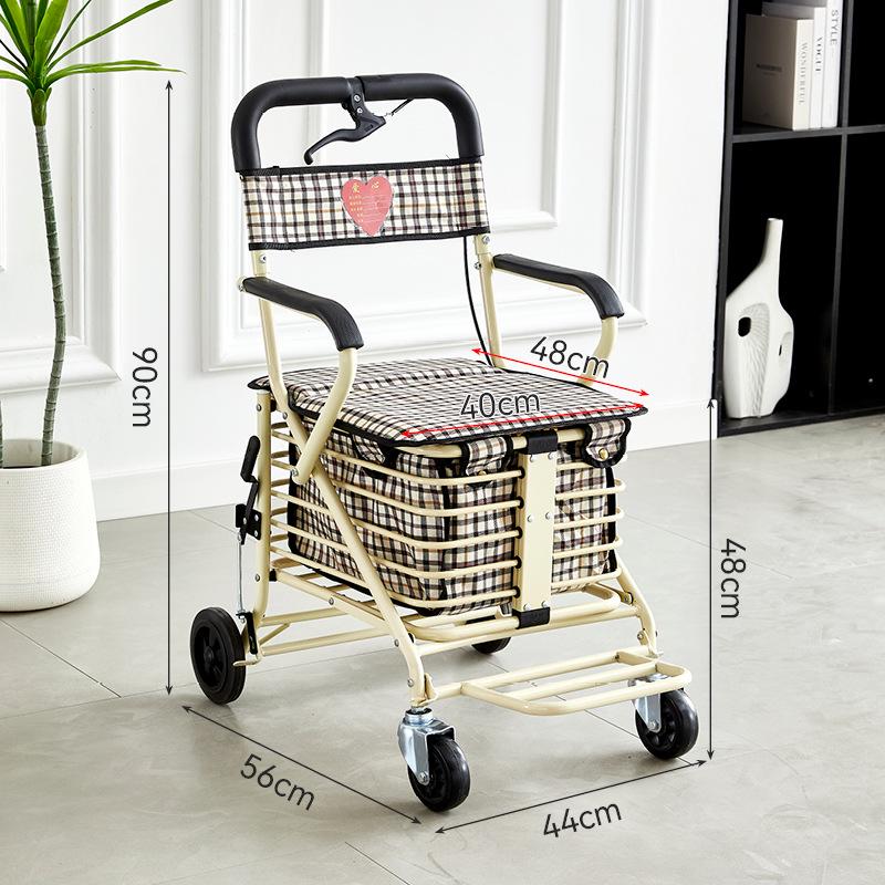Foldable Mobility Scooter: Pushable & Rideable Elderly Walker with Four Wheels, Portable Shopping Assistant