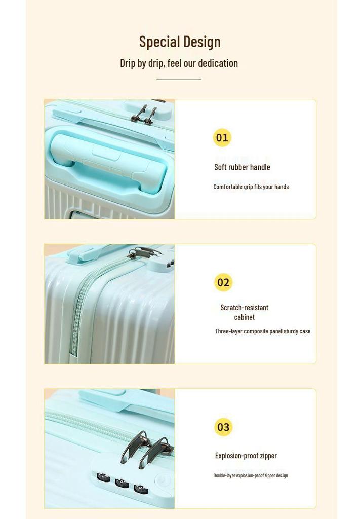 Spring Airlines 14-Zoll Leichter Handgepäckkoffer mit Universalrollen & Zahlenschloss - 20x30x40CM