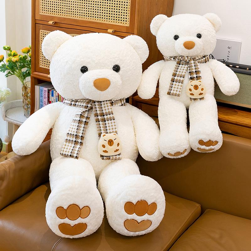 New Scarf Teddy Bear Plush Toy Big Bear Doll Doll Bed Companion Comforting Dolls Send Girls Birthday Gifts