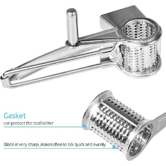 Stainless Steel Cheese Grater MultiFunction Hand Cranked Rotatable Cheese Cutter Kitchen Slicing Tool