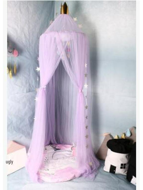 

Скандинавський балдахін-корона принцеси: 7-шаровий сітчастий москітний намет для декору дитячої кімнати Diameter 60cm, Height 240cm фіолетовий