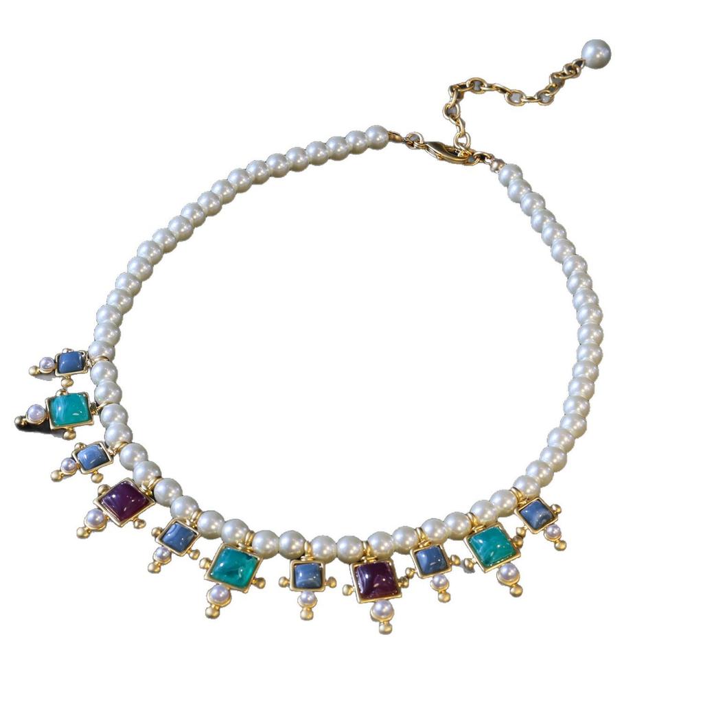 Pre-Owned High-End Gold-Plated Crystal Butterfly & Imitation Pearl Choker Necklace