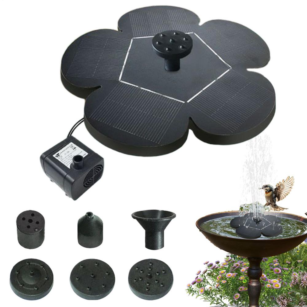 Bird Bath Solar Fountain Flower-Shaped Water Fountain Pump Waterfalls Outdoor Birdbath For Pool Pond Landscape Yard Patio Porch