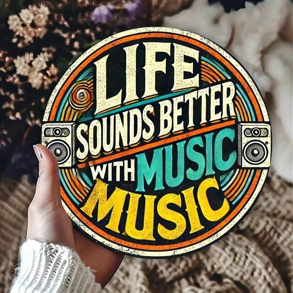 Retro Music Tin Sign 8x8 Inch Vintage Aluminum Wall Art Decor for Home Bar Man Cave