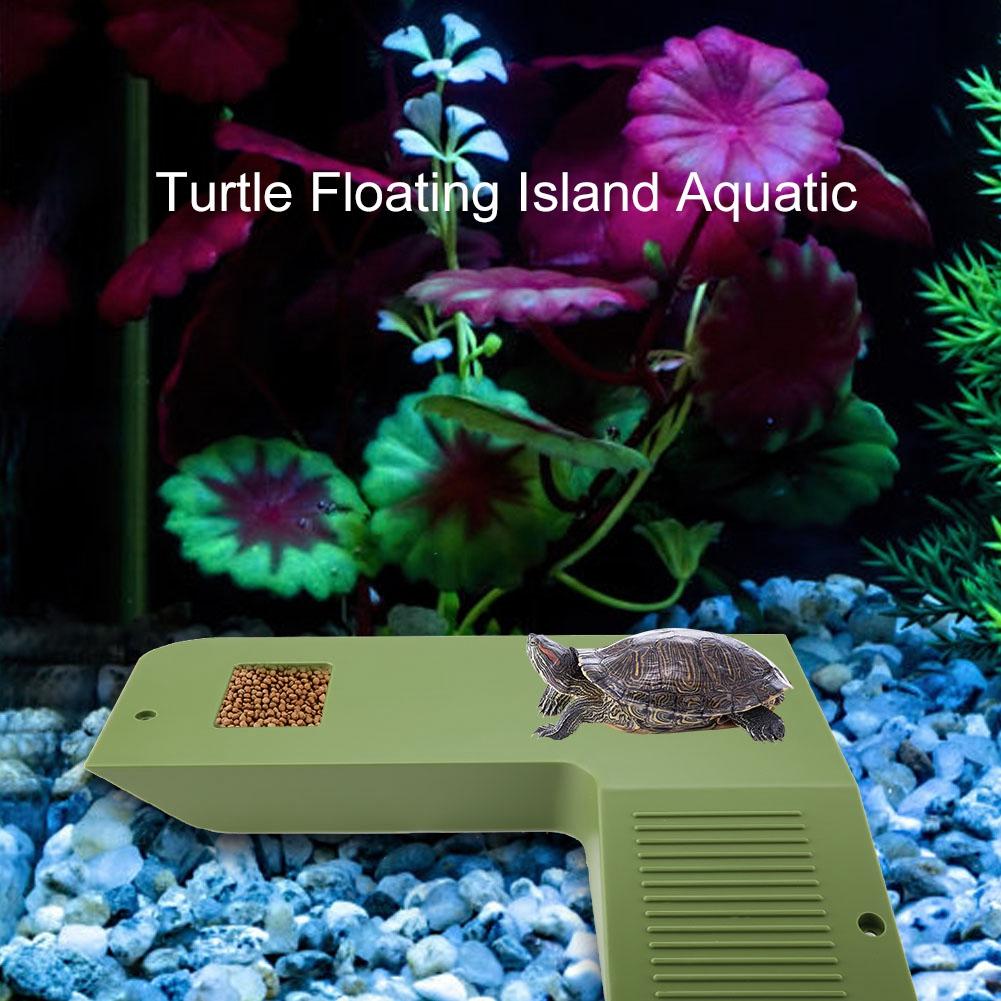Turtle Frog Floating Island Aquatic Pet Reptile Habitat Supplies Aquarium Ornament(Green)