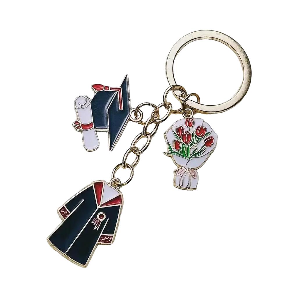 Graduation Themed Keychains Decorations Metal Key Ring for Students Student Key Holder Accessory Bag Accessories