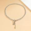 Hip Hop Sweet Cool Metal Love Necklace Women'S Fashion Diamond Set Lock Pendant Collarbone Chain Necklace