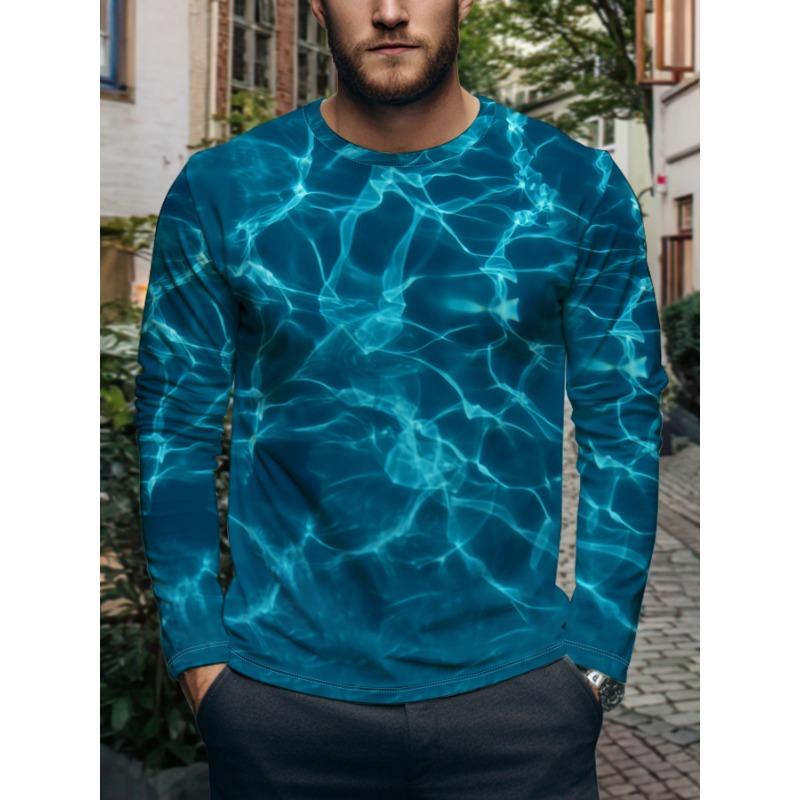 Men's Round Neck Long Sleeve Wolf Howling Print Top Trendy Moonlit Wolf Pack Pattern Casual Sweatshirt Spring Autumn Fashion Animal Print Pullover,