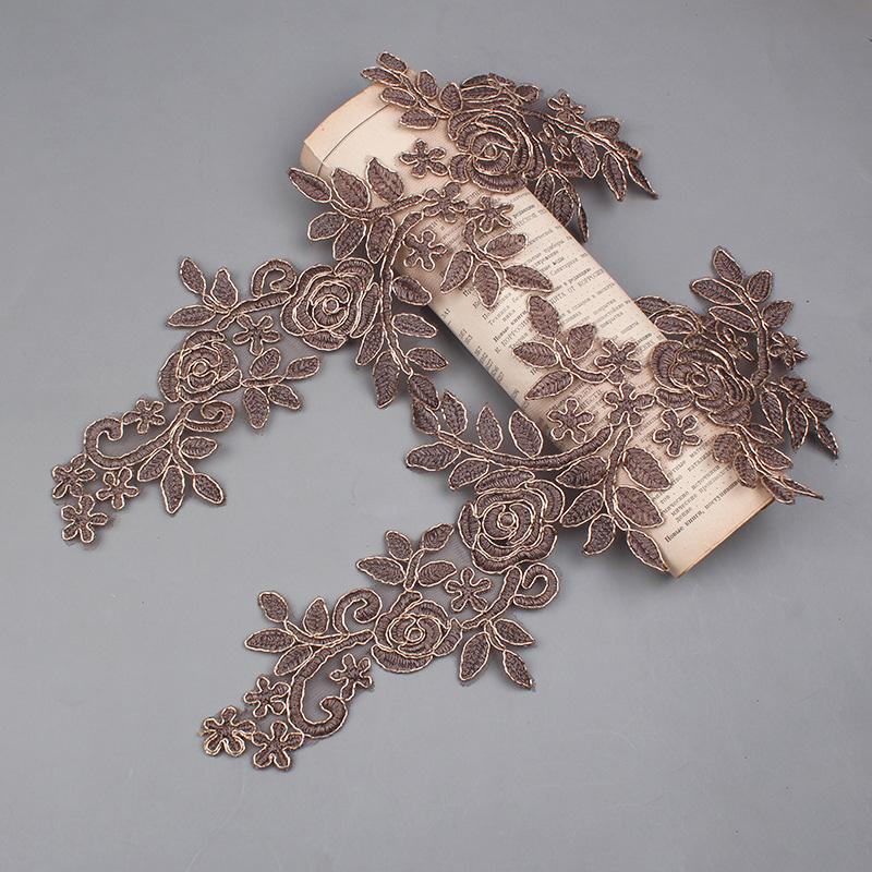 1 Par Broderiklistremerker Klesstilbehør Brudekjole DIY Kantblonder 16*36CM Syapplikasjon