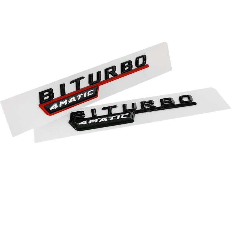 2Pcs 3D Biturbo 4matic Fender Badge Letter Emblem Sticker For Mercedes Benz C43 E43 GLC43 GLE43 Car Accessories AT1 b18
