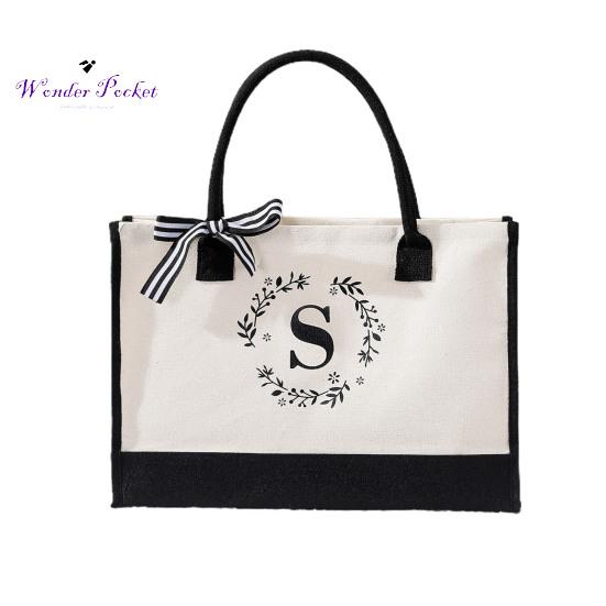 Conveniente bolsa de compras com letras impressas para armazenamento resistente ao desgaste