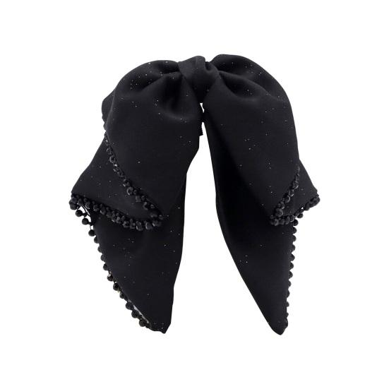 Large Bowknot Hair Claw Clip Non Slip Strong Hold Women Long Thick Thin Hair Shimmery Black Ribbon Bow Clamp Hair Accessories