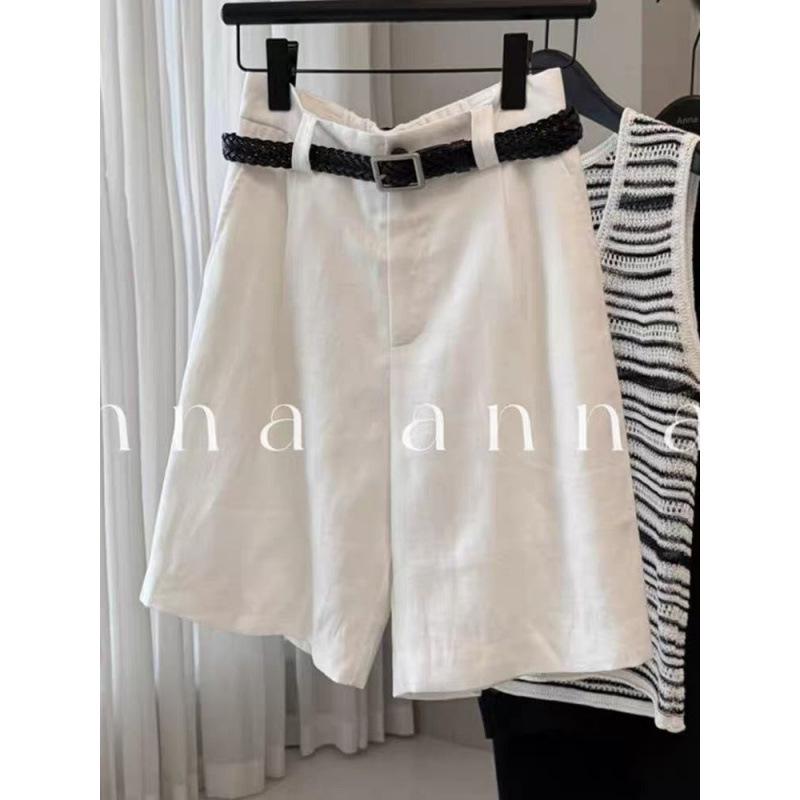 CHAO Style: Tencel Linen White Capris - Summer 2025, Comfortable & Breathable Casual Shorts Small