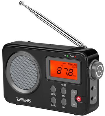 ZHIWHIS Portable High-Sensitivity Radio (FM/AM/Shortwave/Wide FM Compatible), Battery-Powered/USB Powered, Timer/Digital Clock/Alarm Clock/Automatic P