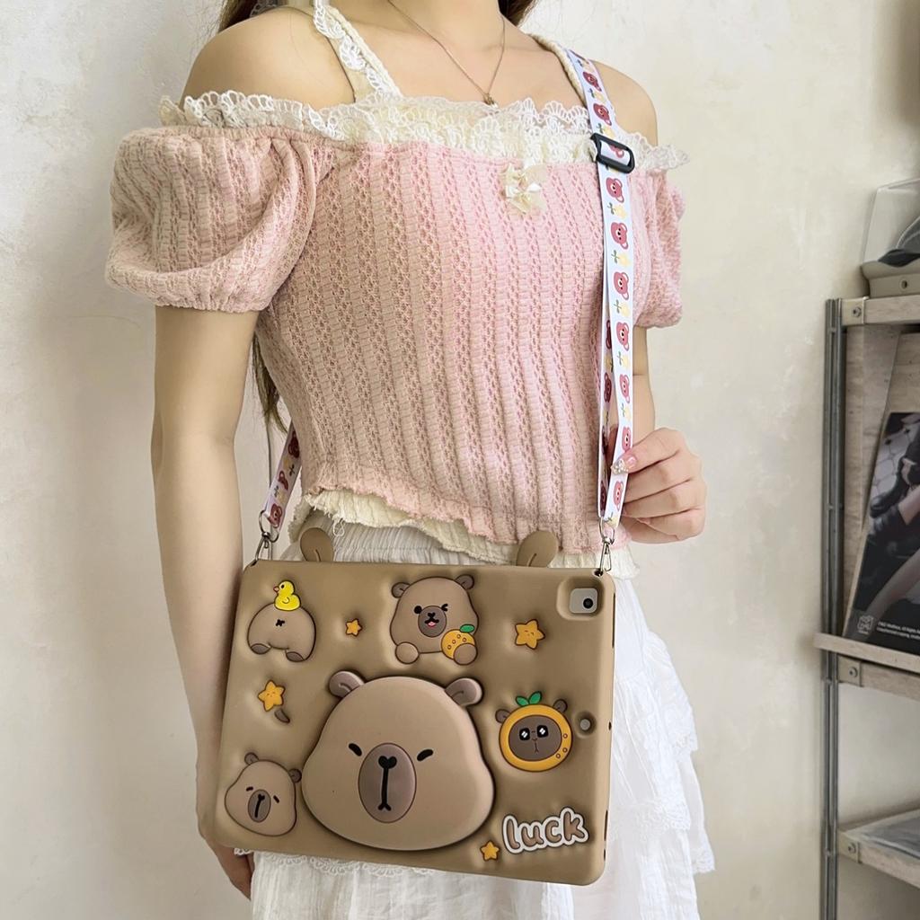 For IPad 9 8 7th Generation Child Case for IPad Air 2 3 4 5 6 10.9 Mini 6 Pro 11 Cartoon Telescopic Stand Silicone Tablet Case